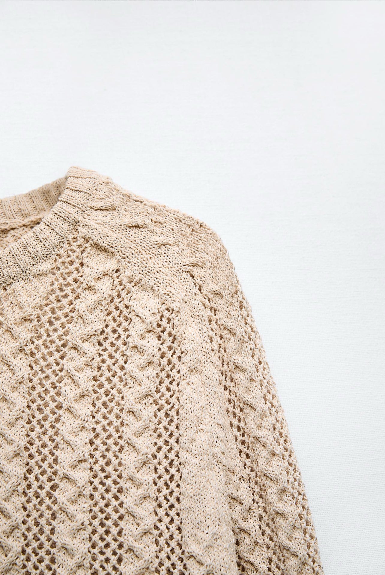 ZARA MIXED MESH KNIT SWEATER