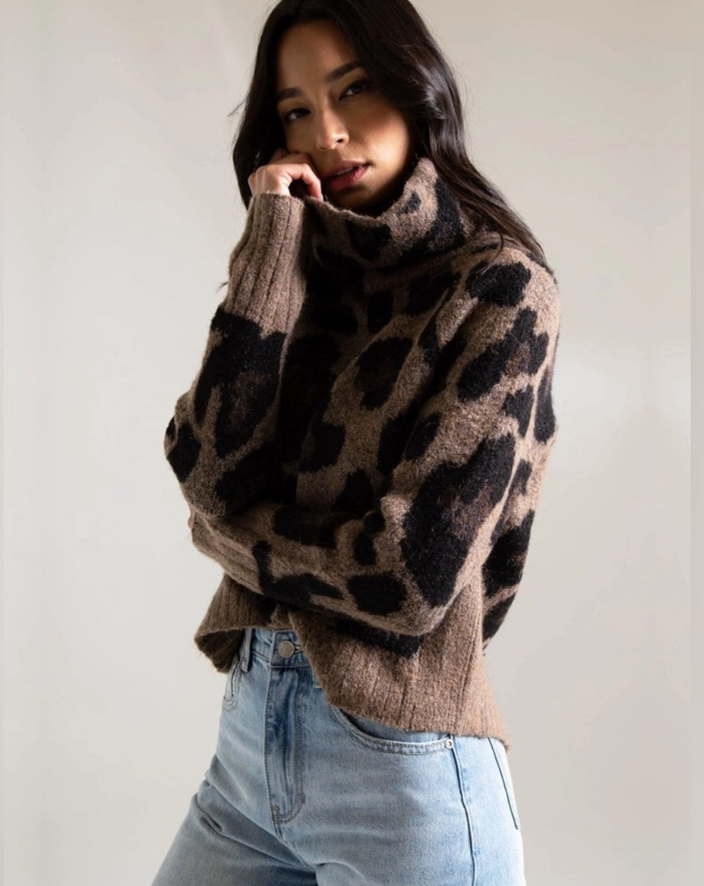 RD Style Leopard Knit Sweater