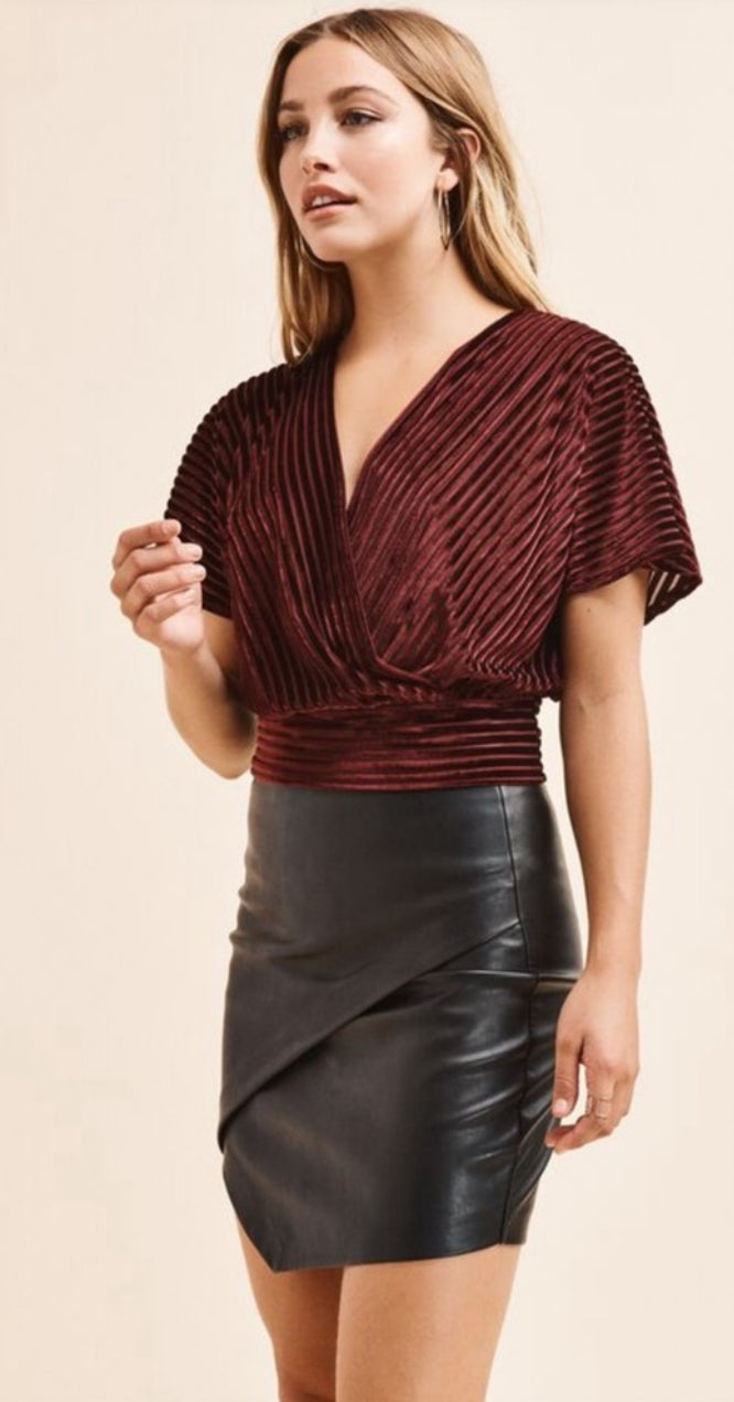 Dynamite Velvet Wrap Top