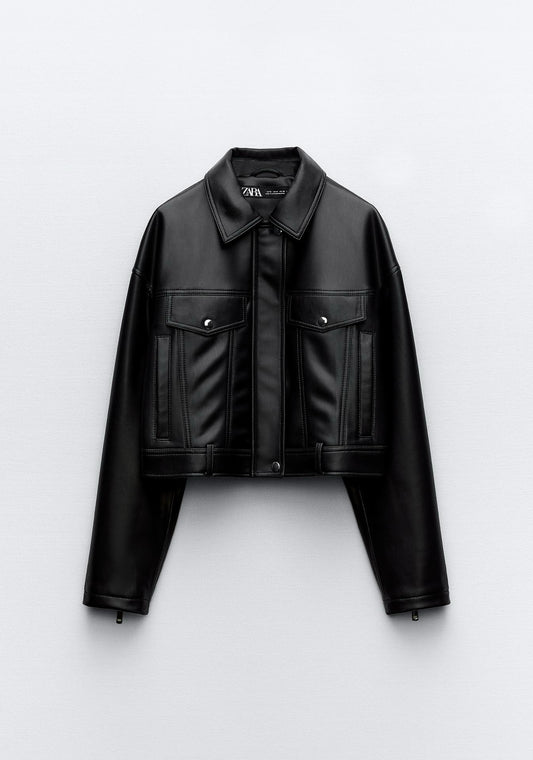 ZARA Cropped Faux Leather Jacket