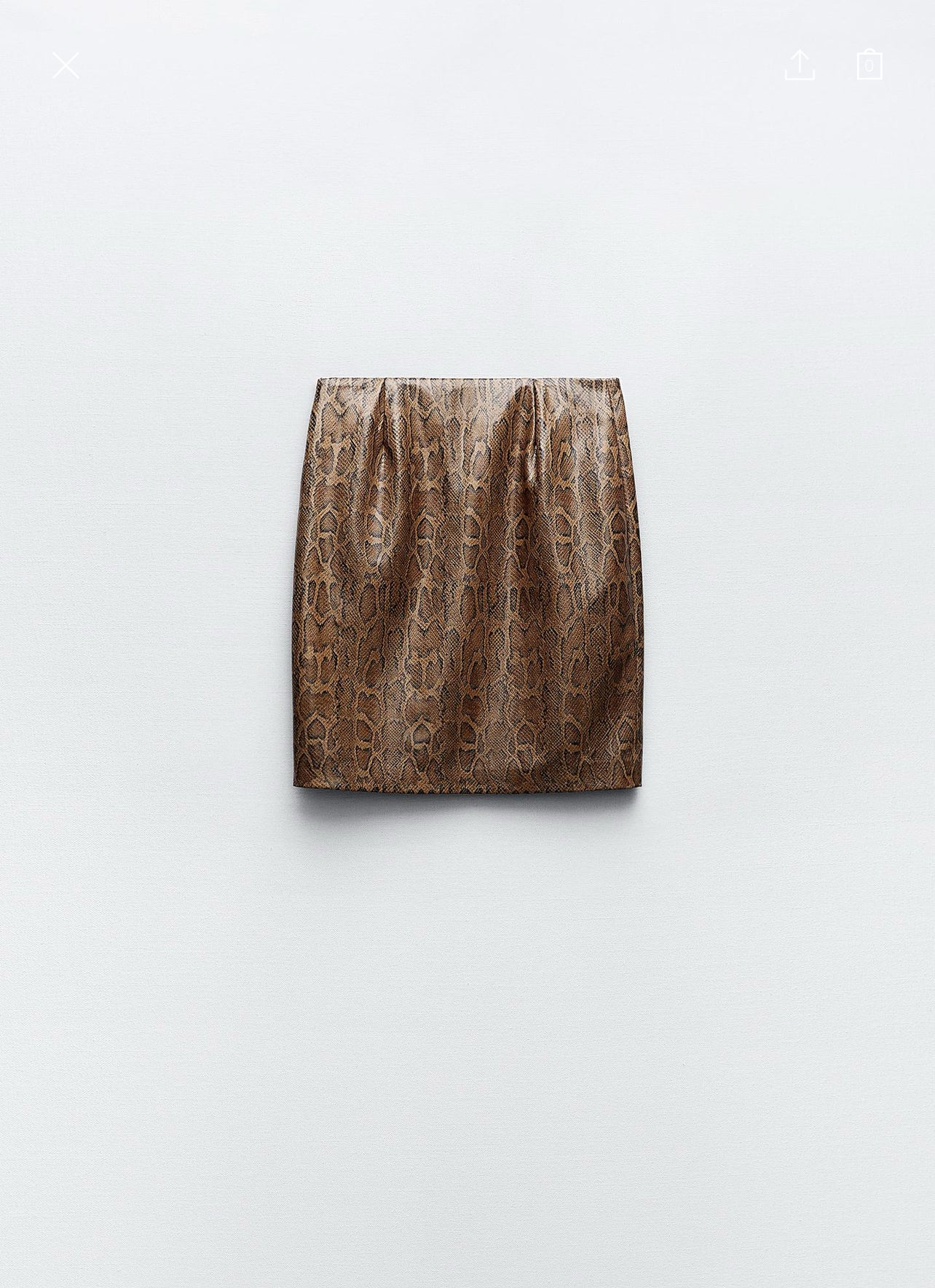 ZARA Faux Leather Snakeskin Print Skirt