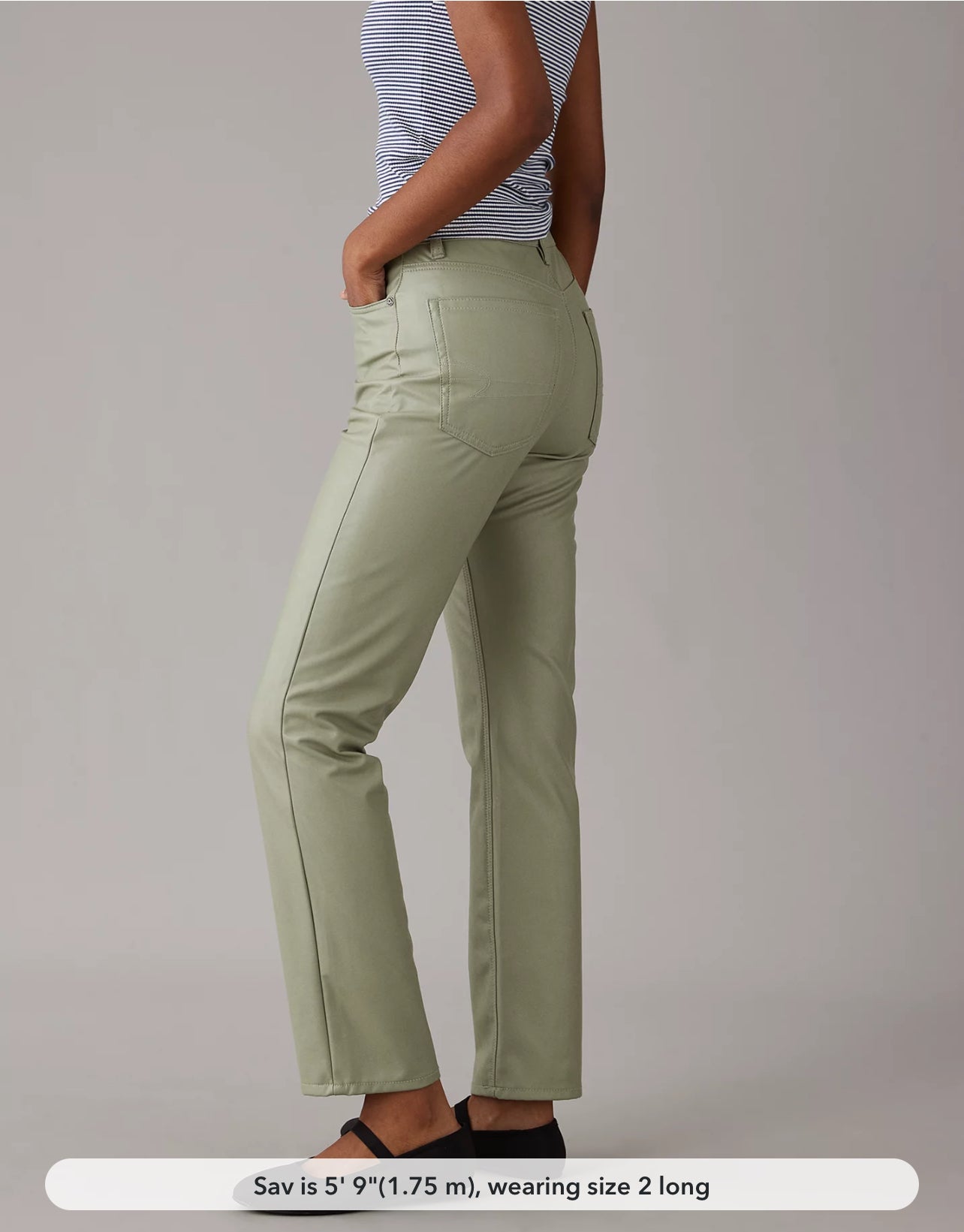 American Eagle Stretch Vegan Leather Super High-Waisted Straight Pant