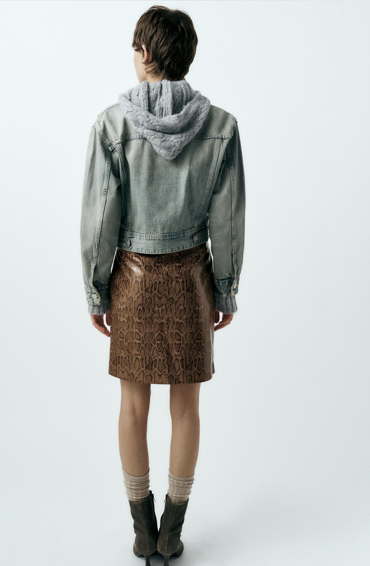 ZARA Faux Leather Snakeskin Print Skirt