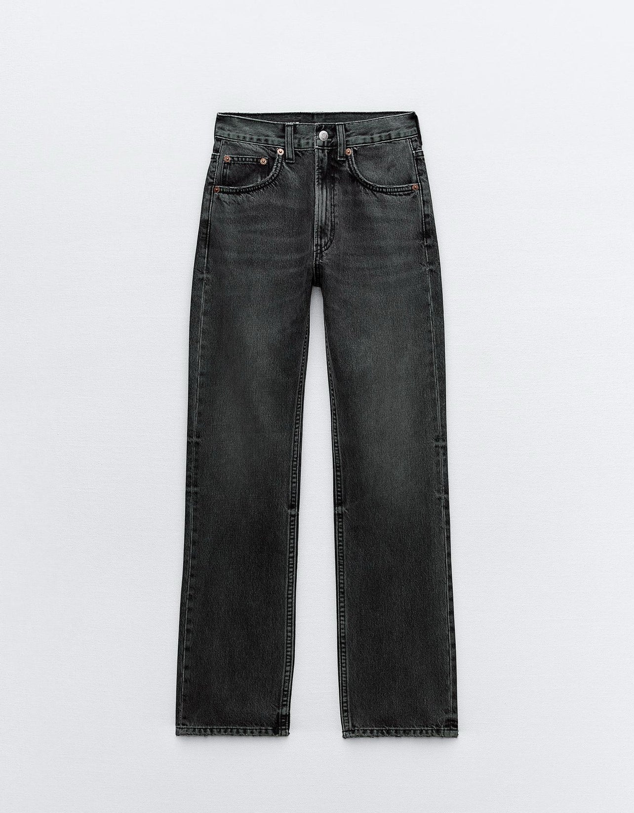 Zara TRF STRAIGHT LEG JEANS WITH A HIGH WAIST