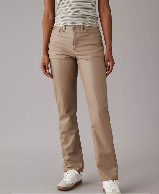 American Eagle Stretch Vegan Leather Super High-Waisted Straight Pant