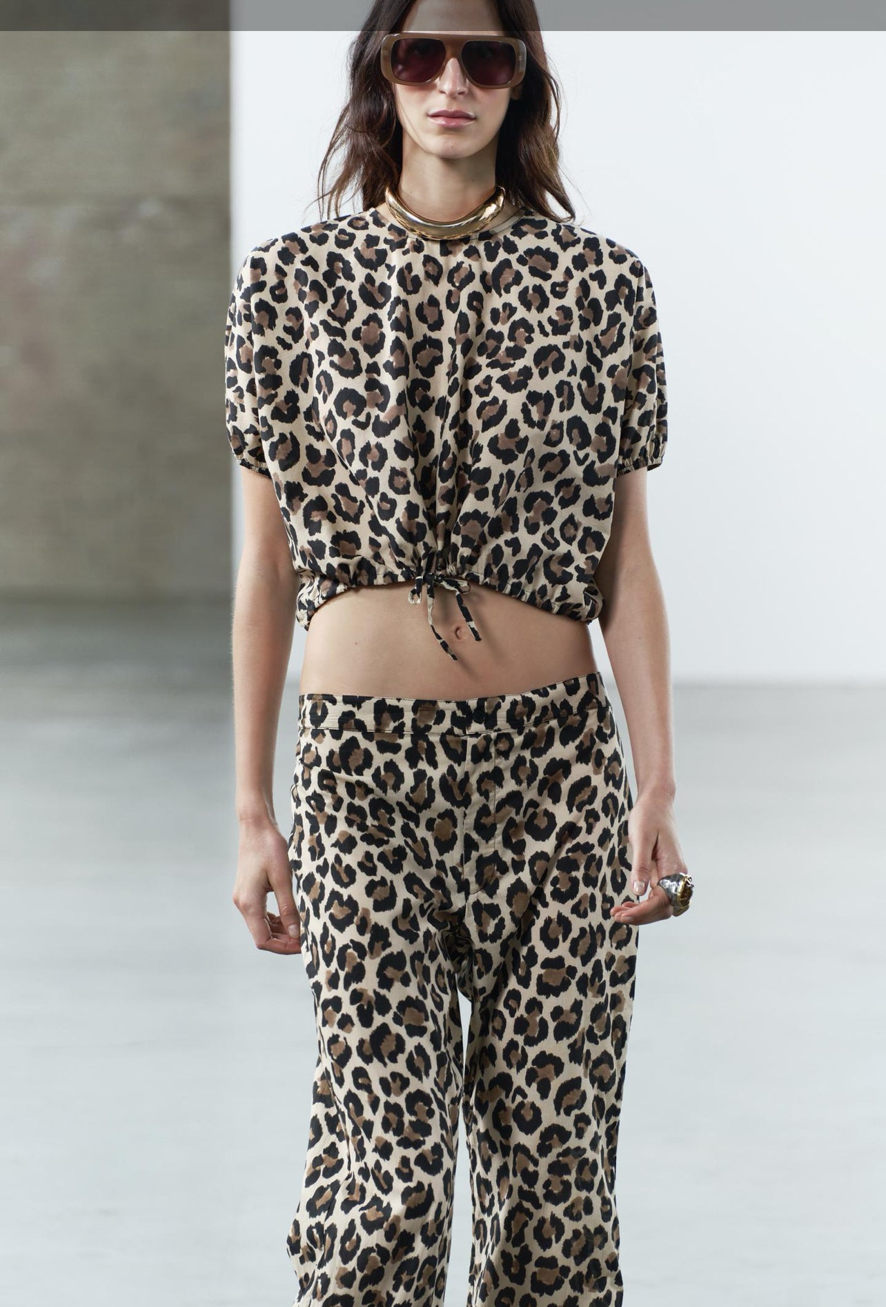 ZARA ZW Collection Animal Print Pants