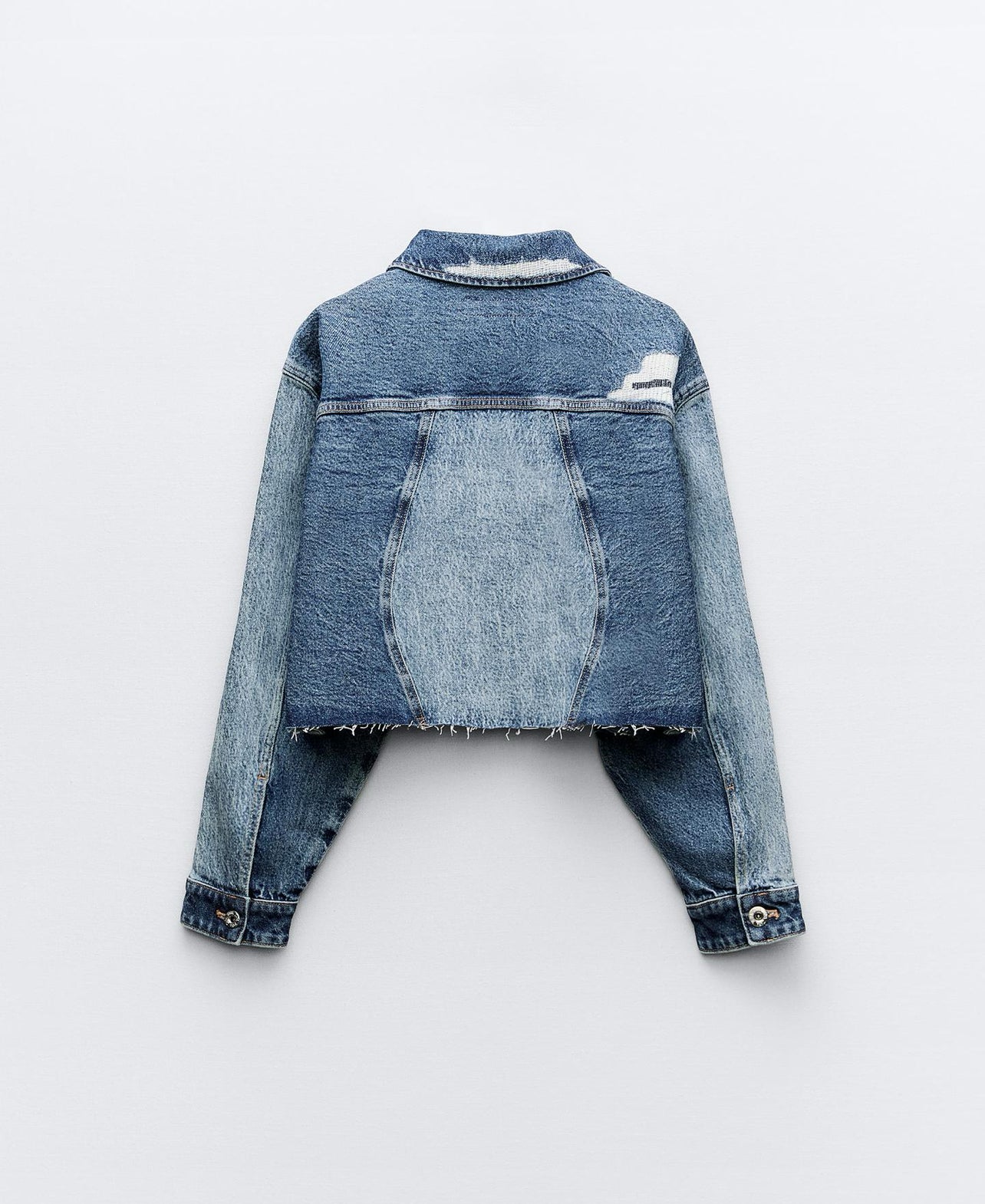 ZARA Z1975 Crop Denim Patchwork Jacket