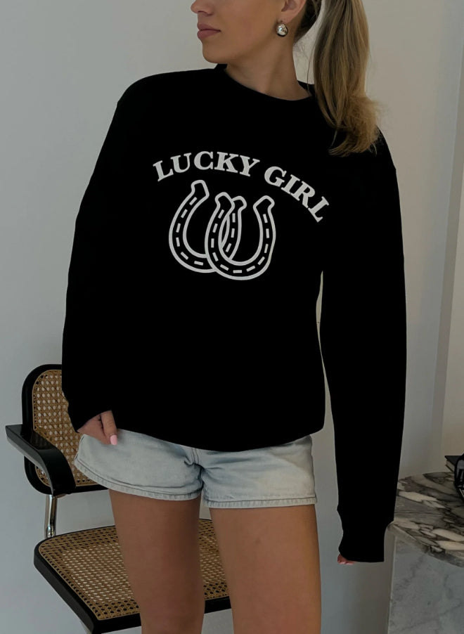 Brunette The Label “LUCKY GIRL” Classic Crew