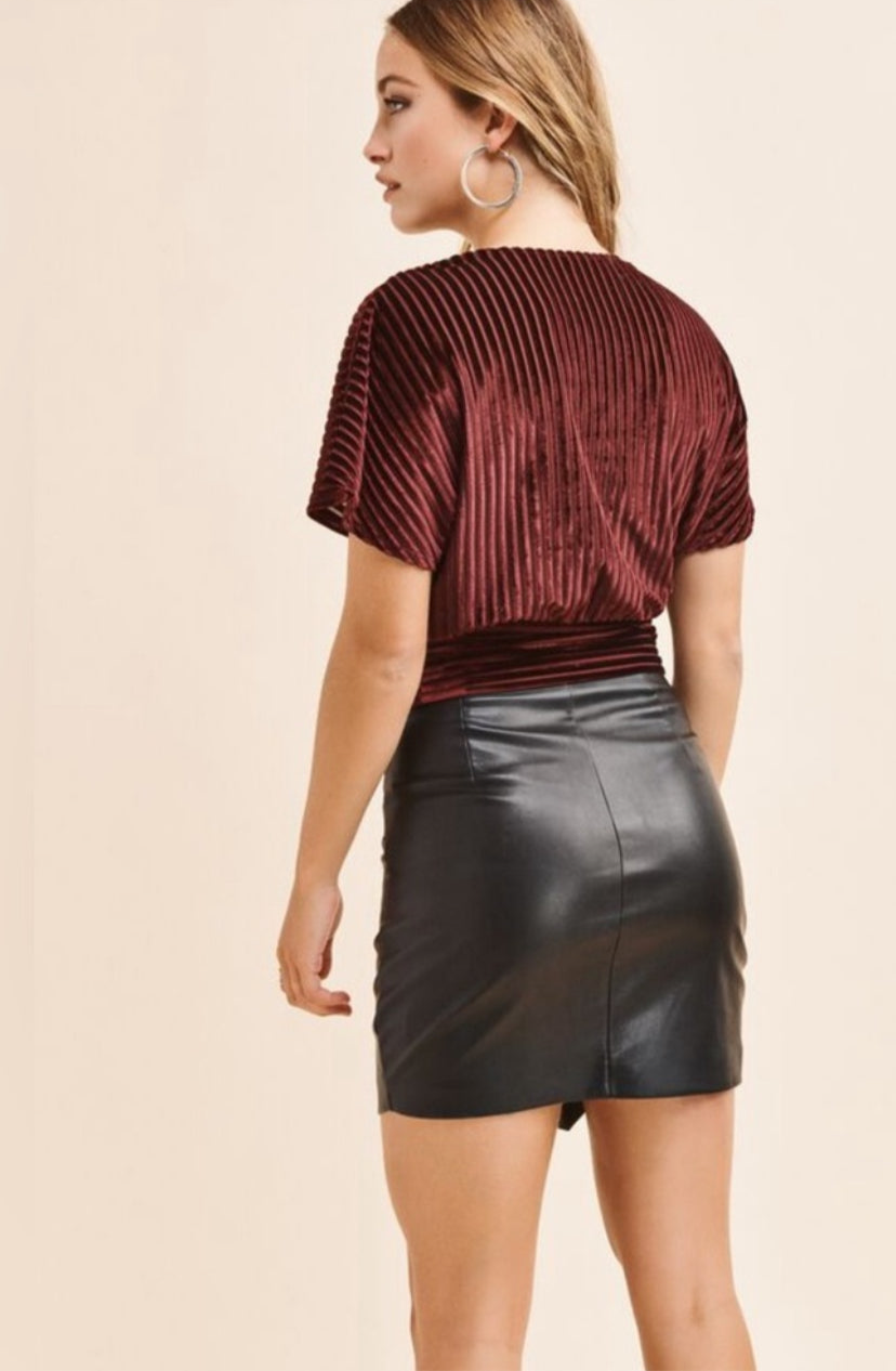 Dynamite Velvet Wrap Top