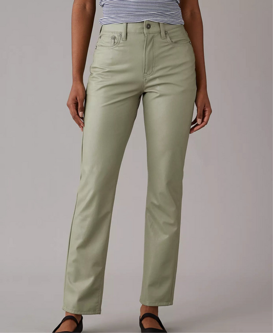 American Eagle Stretch Vegan Leather Super High-Waisted Straight Pant