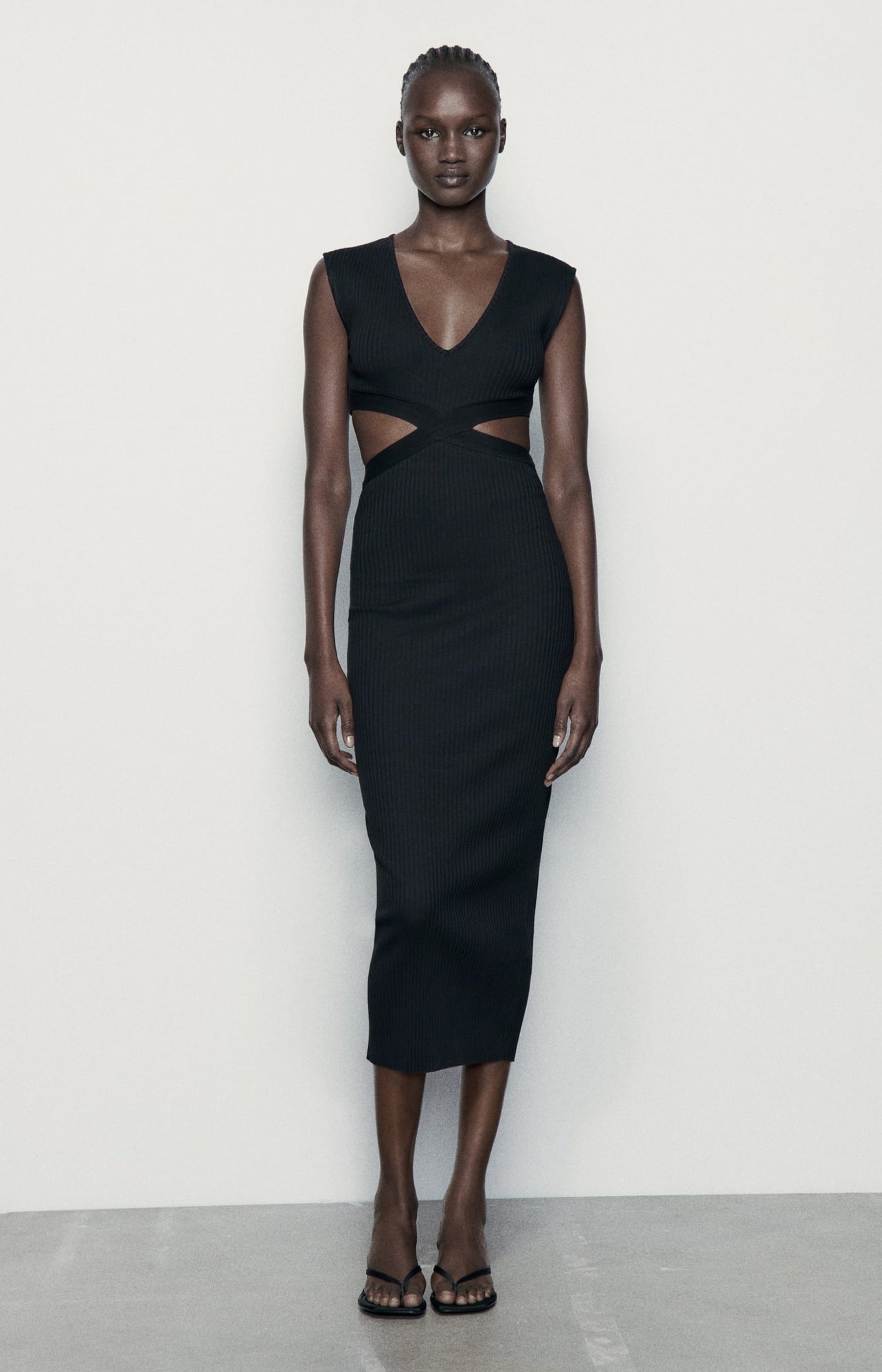 Zara Cut Out Fitted Rib Dress