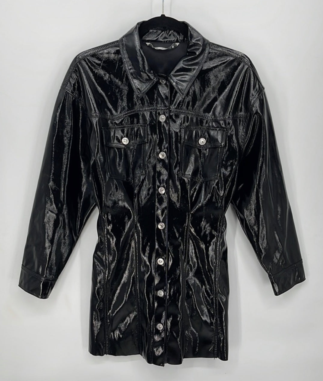 Zara Raeh Black Faux Patent Leather Dress