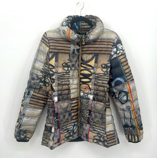 Dolcezza Simply Art Poetic Metaphor Print Puffer Coat