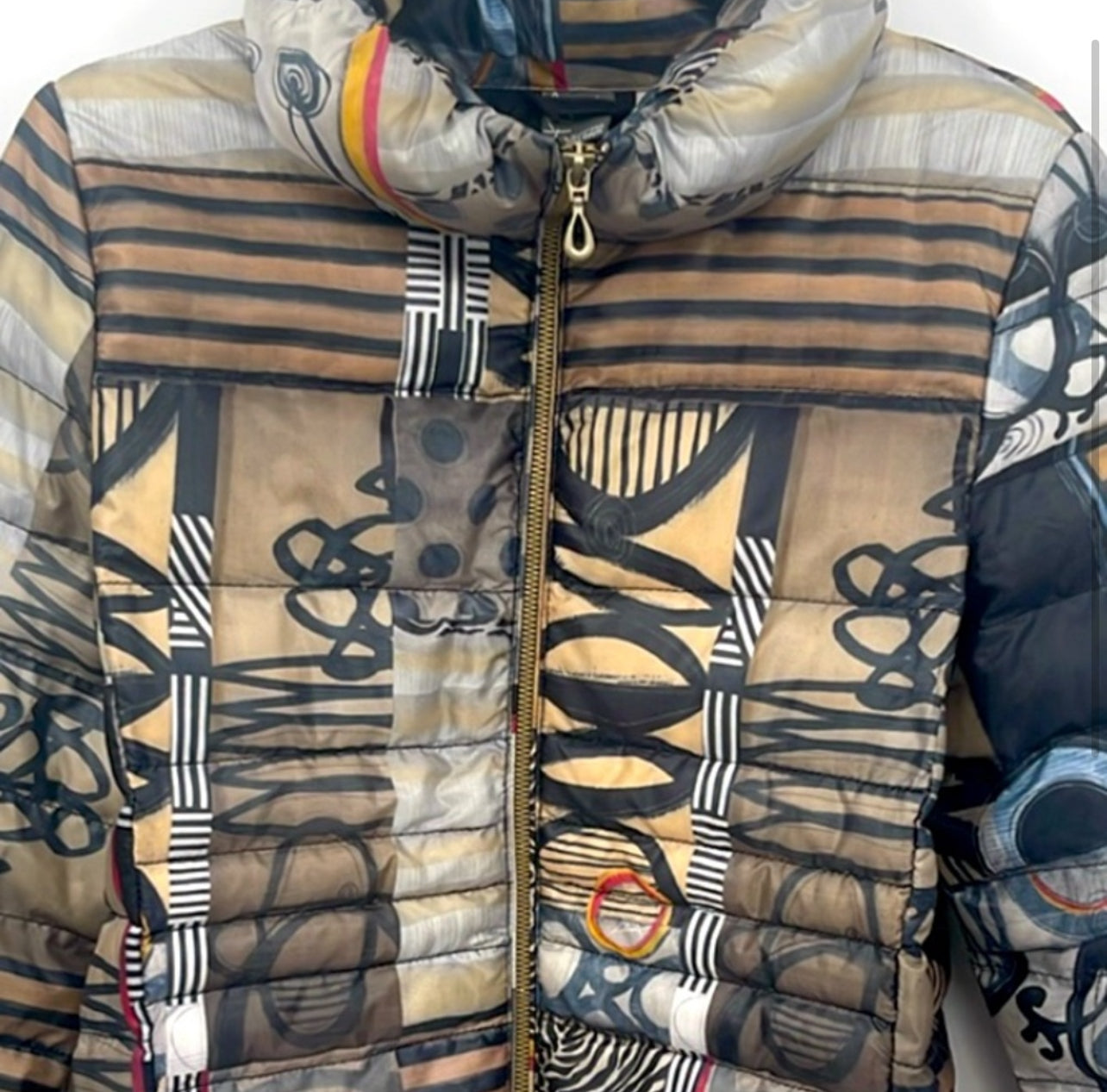 Dolcezza Simply Art Poetic Metaphor Print Puffer Coat