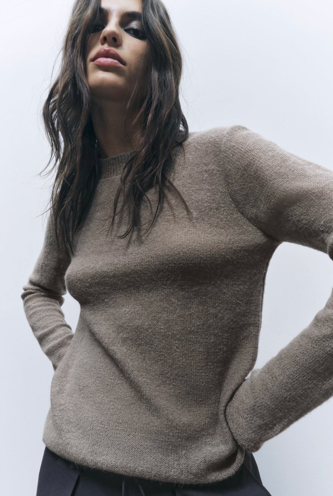 Zara Pull en tricot à finition roulée