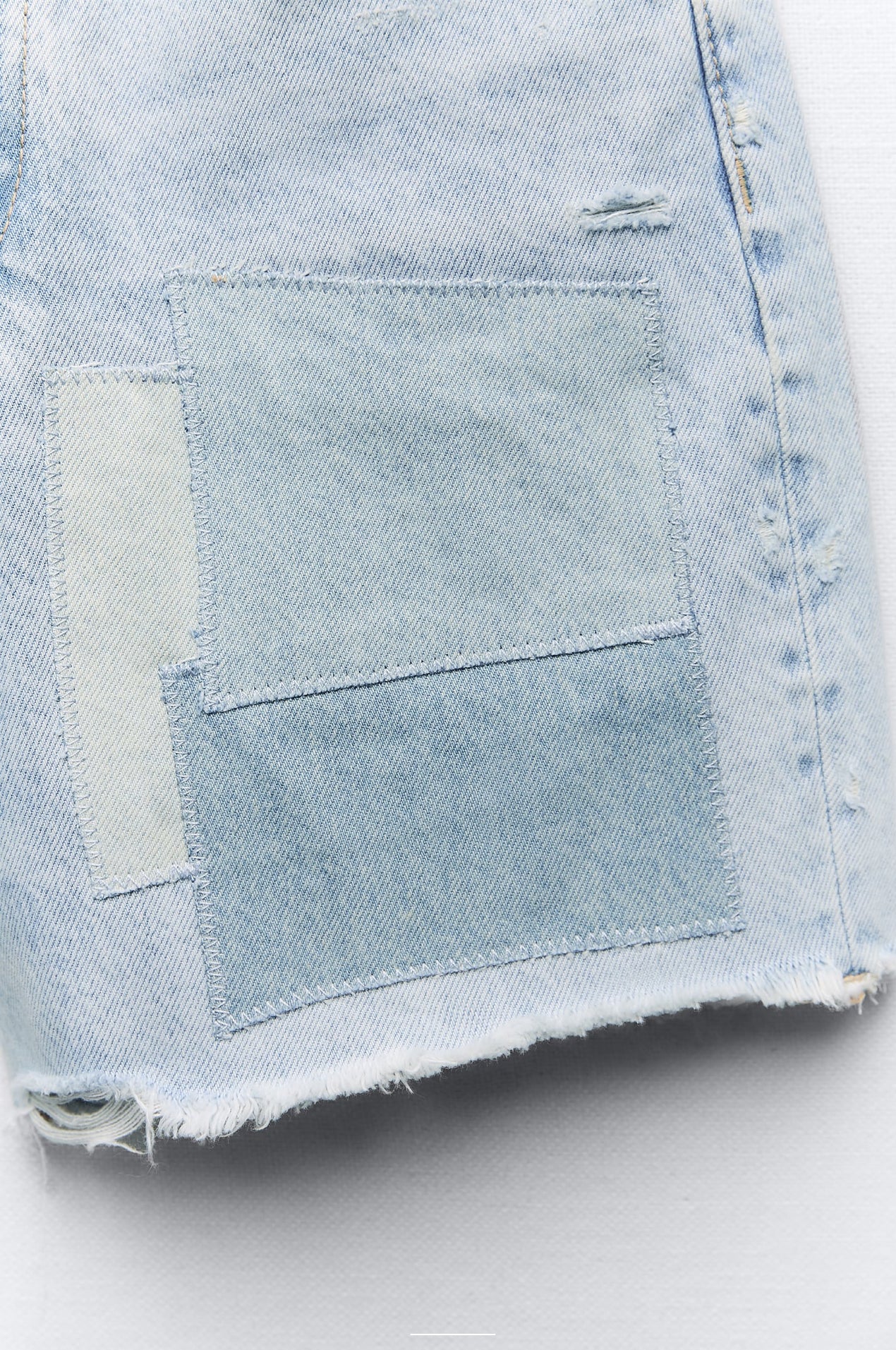 Zara TRF Mid-Rise Denim Patch Shorts