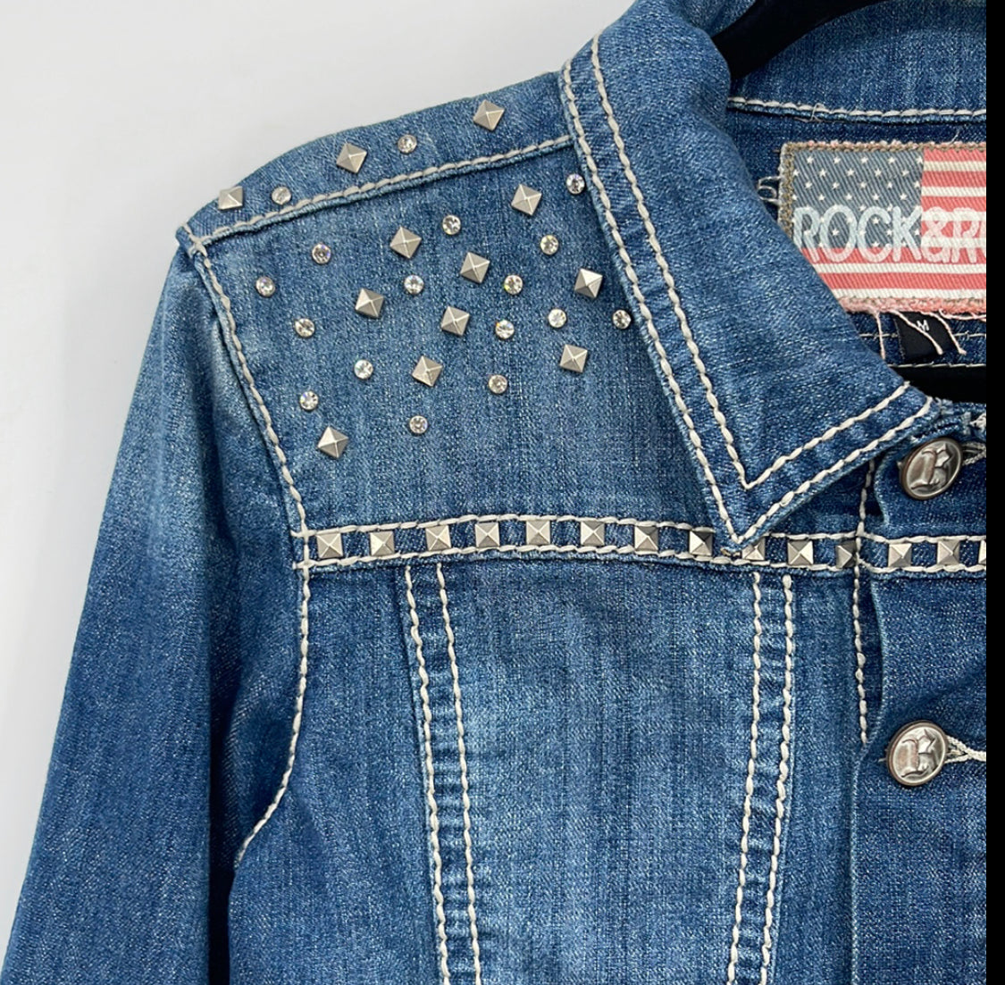 Rock & Roll Cowgirl Studded Rhinestone Jean Jacket