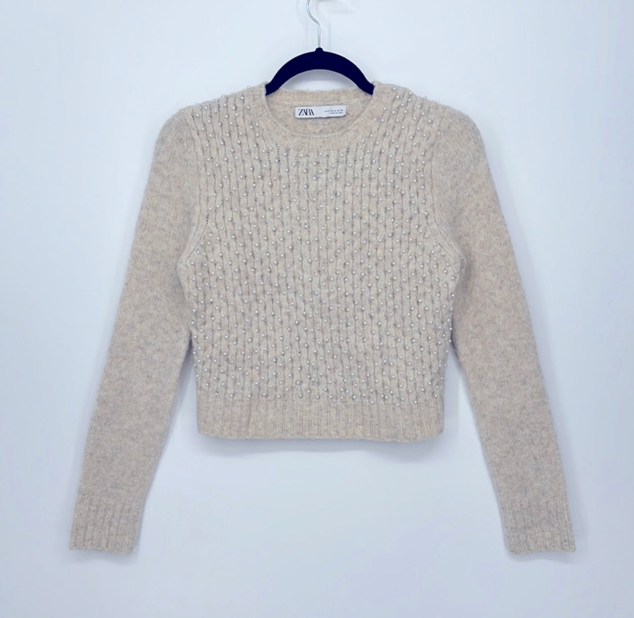 Pull en laine mélangée orné de perles Zara