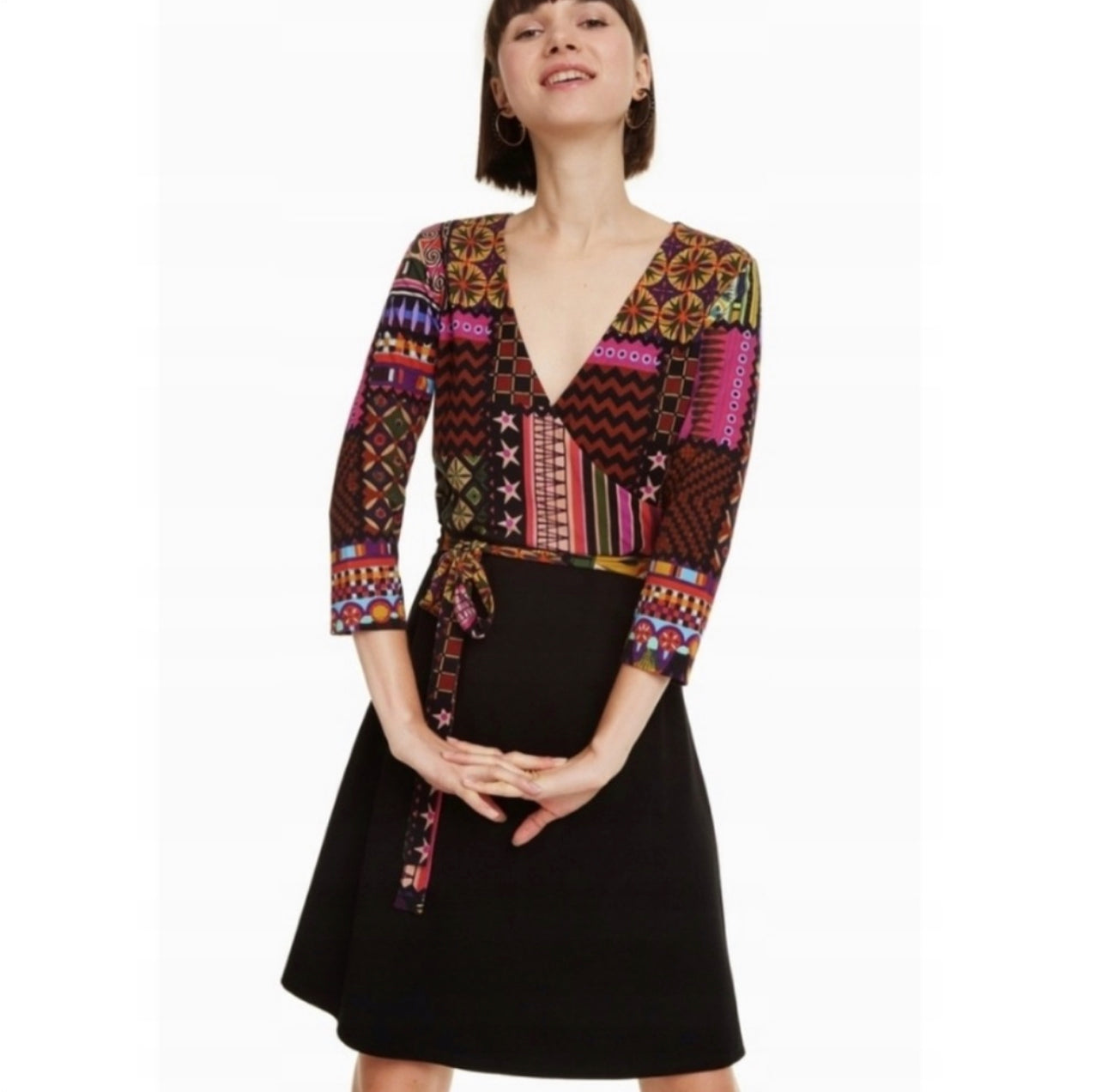 Desigual Color Me Jill Colorful Faux Wrap Dress