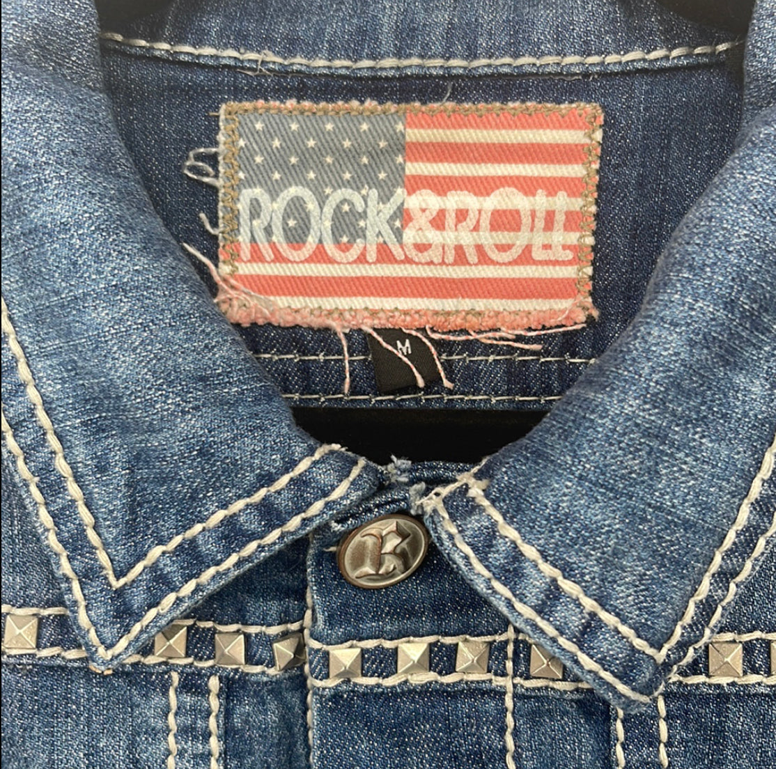 Rock & Roll Cowgirl Studded Rhinestone Jean Jacket