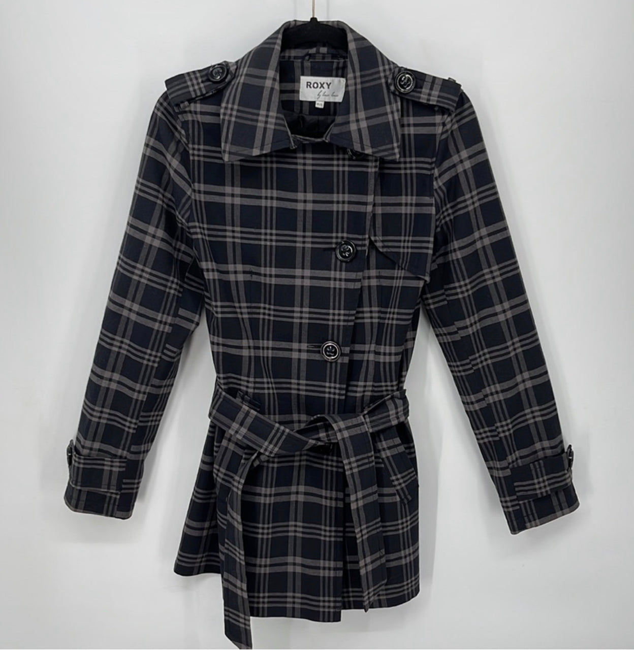 Roxy Plaid Trench Coat