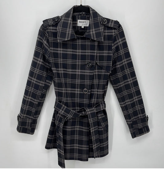 Roxy Plaid Trench Coat