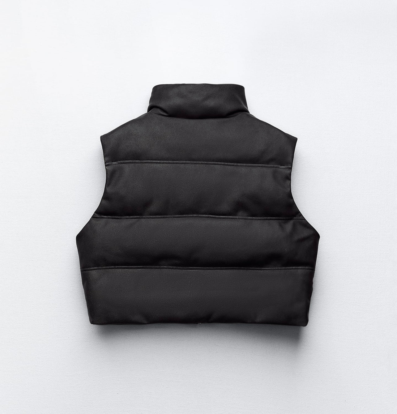 Zara Quilted Faux Leather Cropped Vest