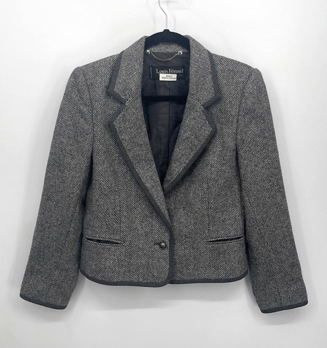 Blazer vintage en laine mélangée tweed Louis Feraud