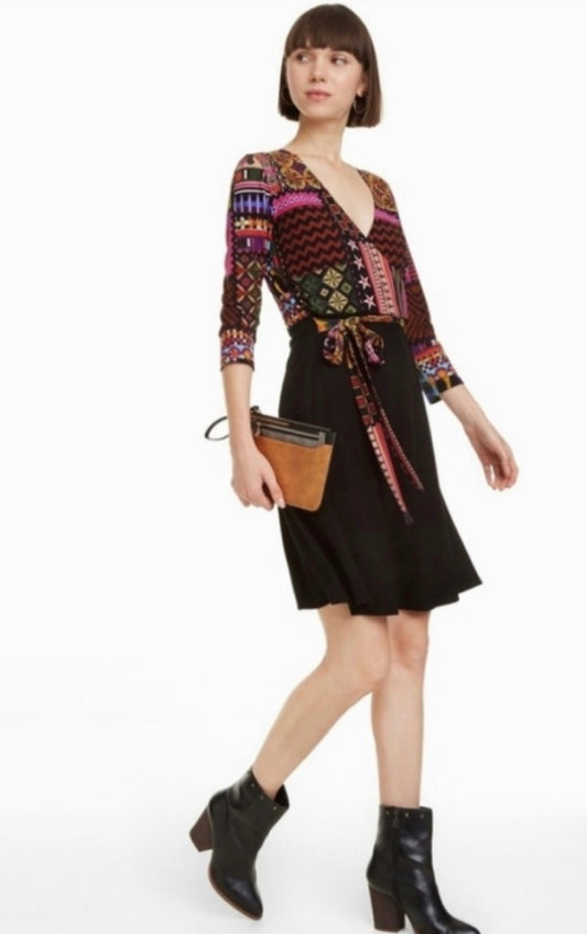 Desigual Color Me Jill Colorful Faux Wrap Dress