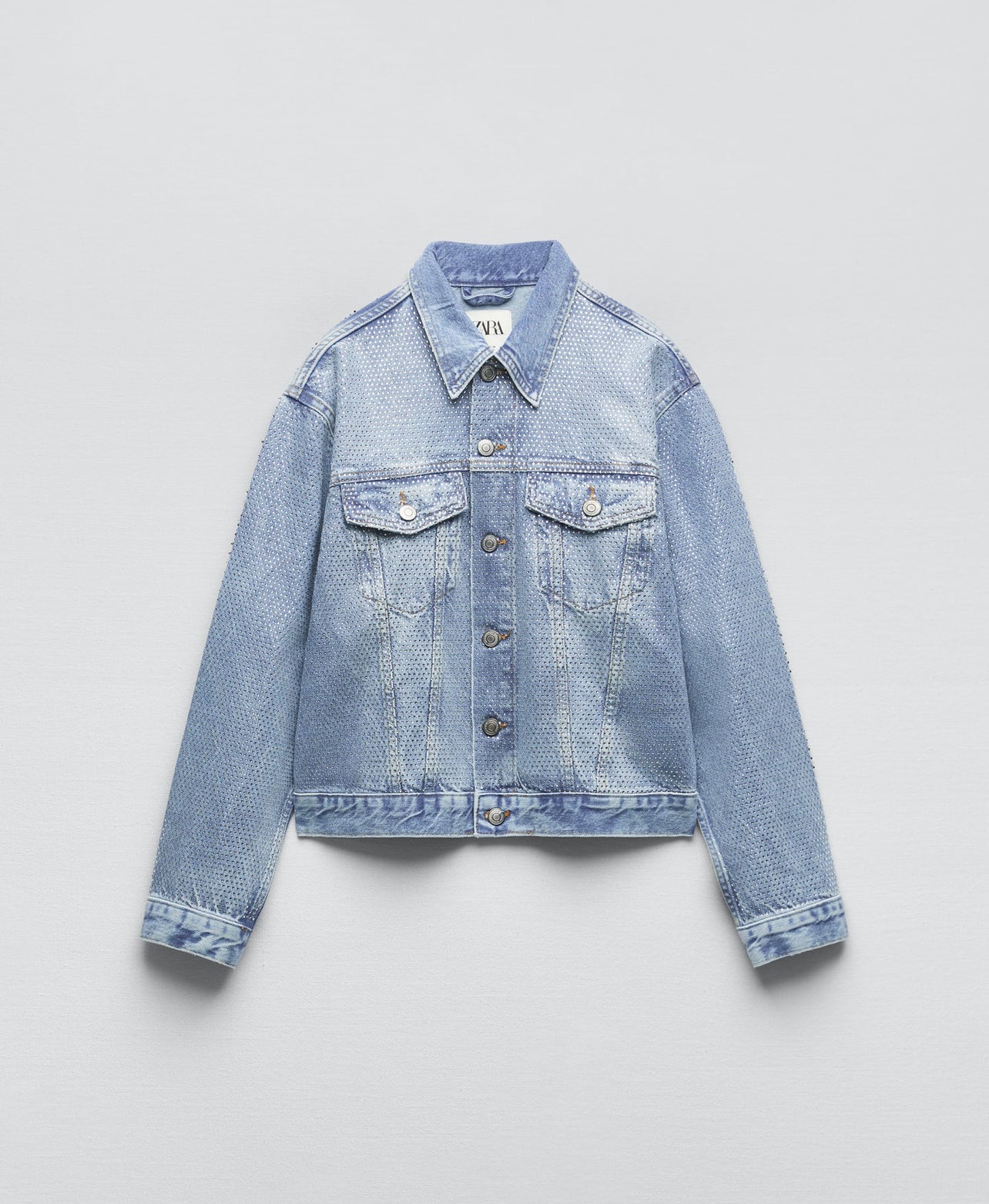 Zara Women Rhinestone Denim Jacket