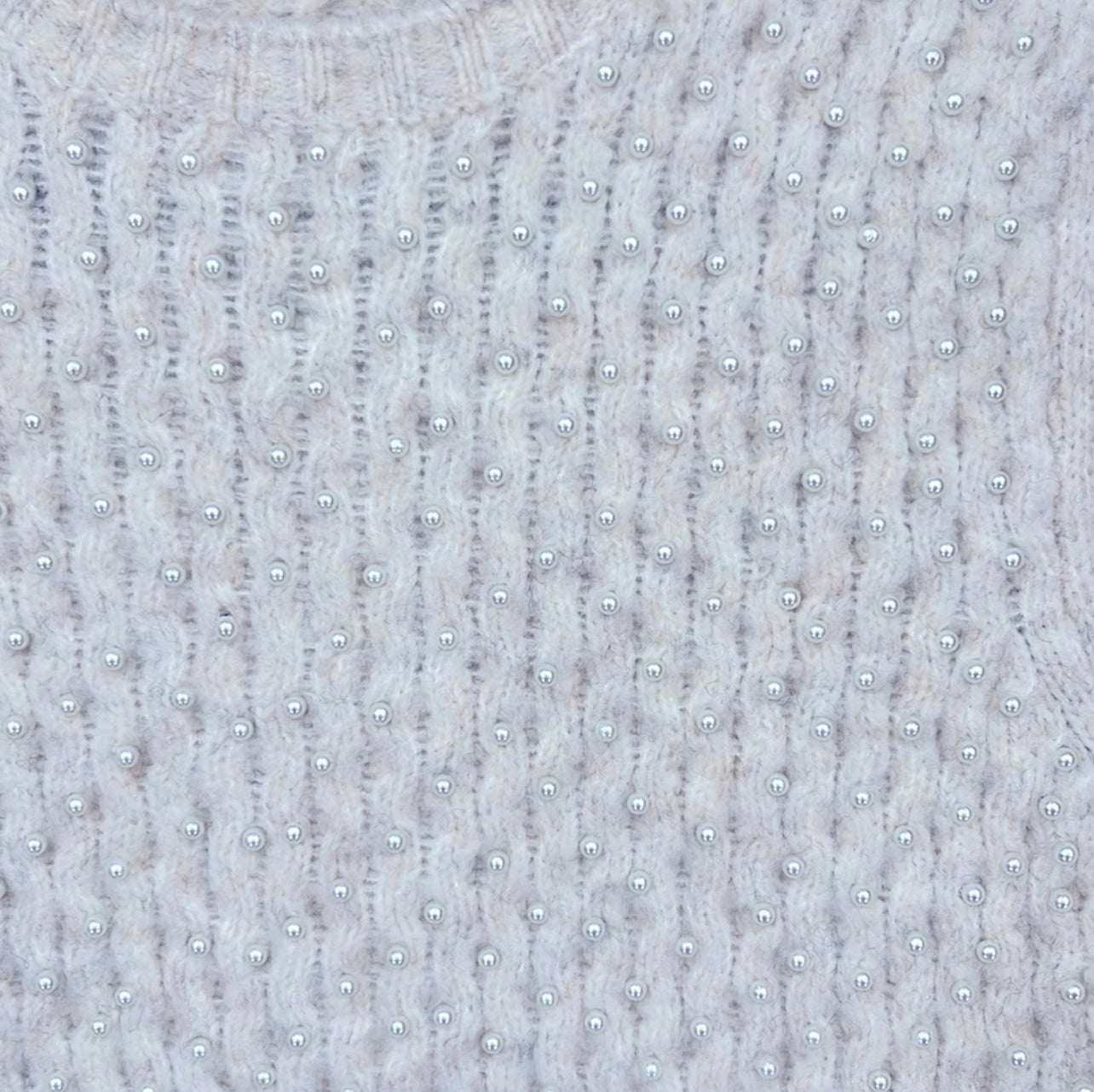 Zara Pearl Embellished Wool Blend Sweater