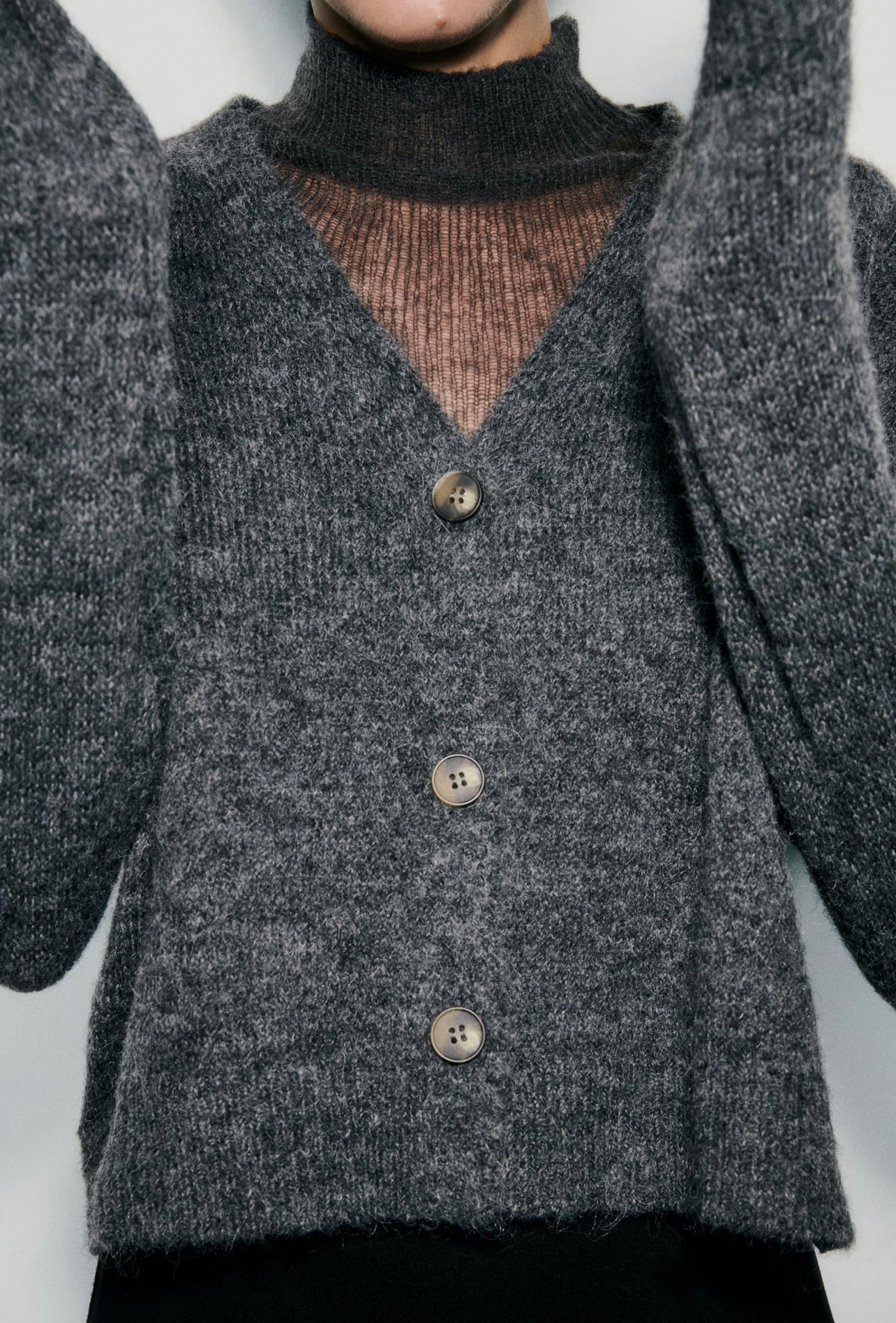 ZARA SEMI-SHEER DETAIL KNIT SWEATER