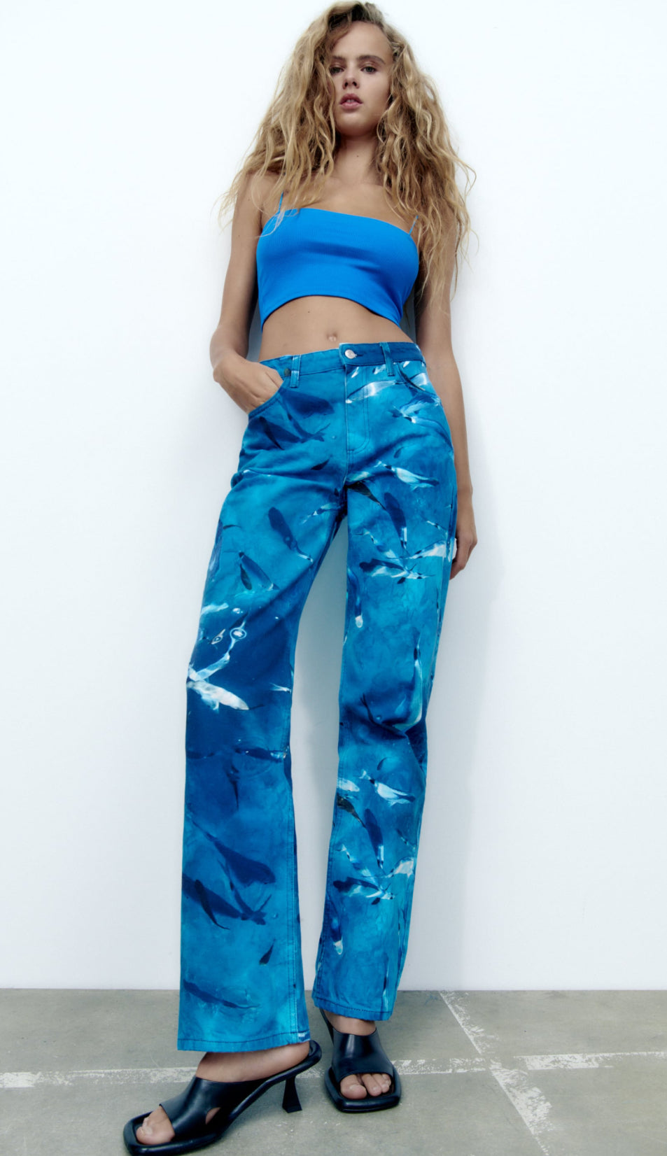 Zara Printed Straight Leg Jean