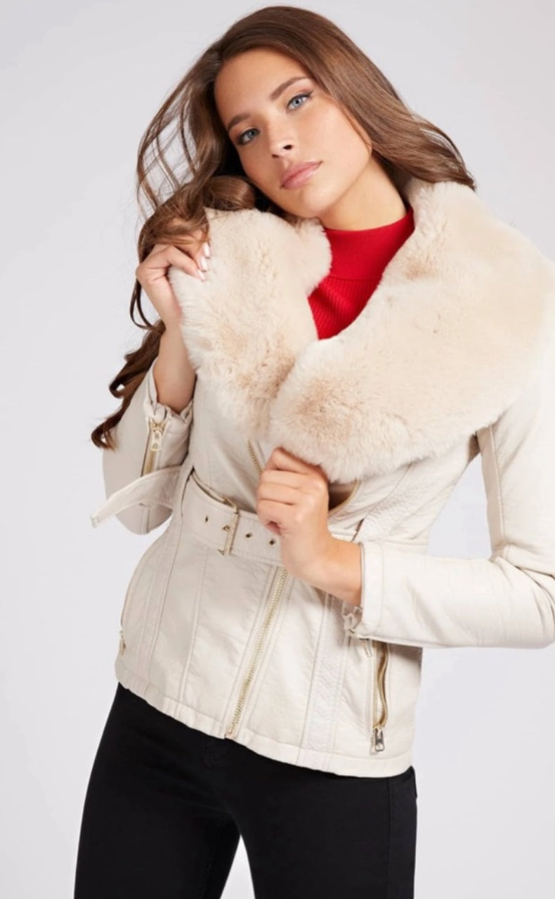 Guess Emma Faux Fur Belted Jacket