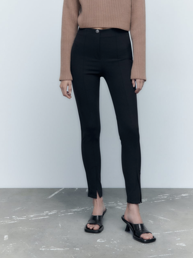 Zara Technical Leggings With Hem Slits