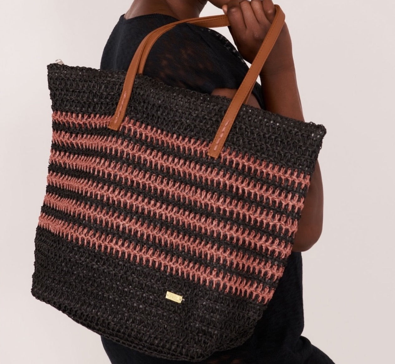 Sac de plage en paille La Vie En Rose