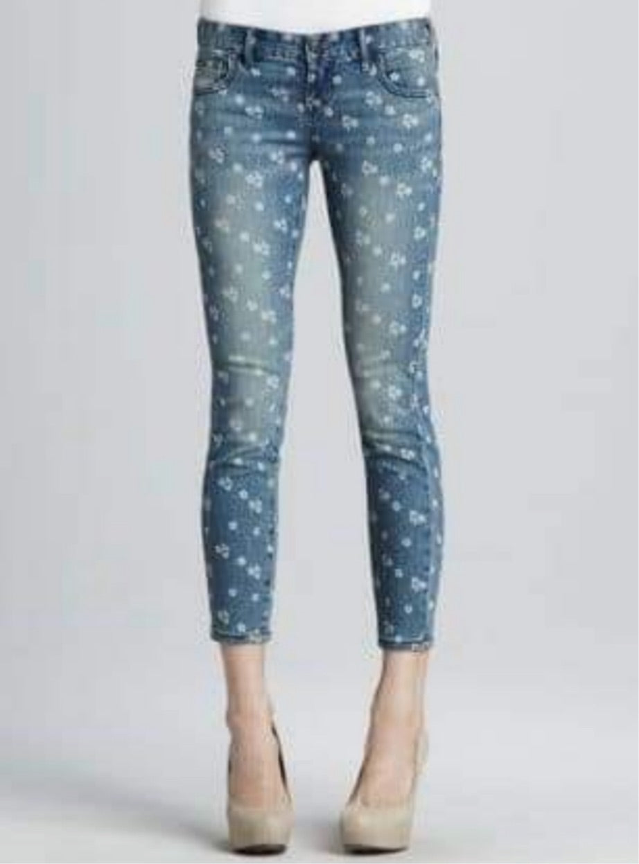 Free People - Jean skinny court à petites fleurs