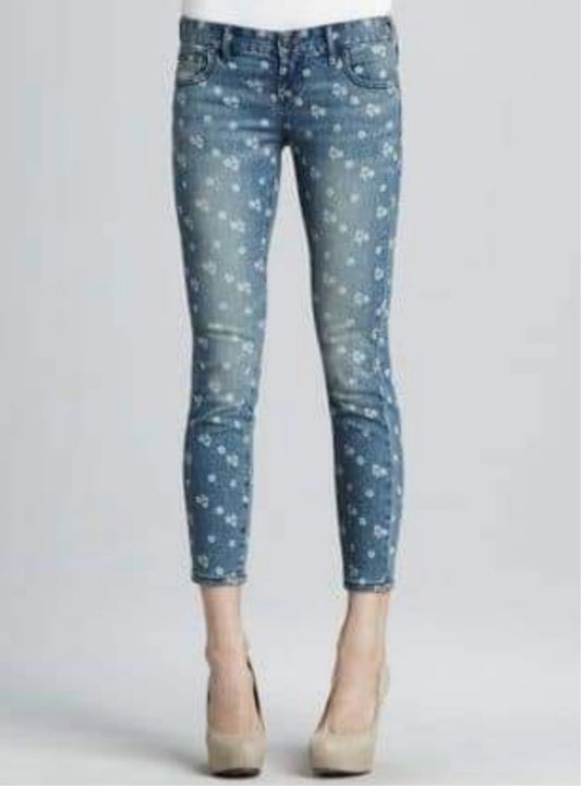 Free People Ditsy Floral Cropped Skinny Jeans