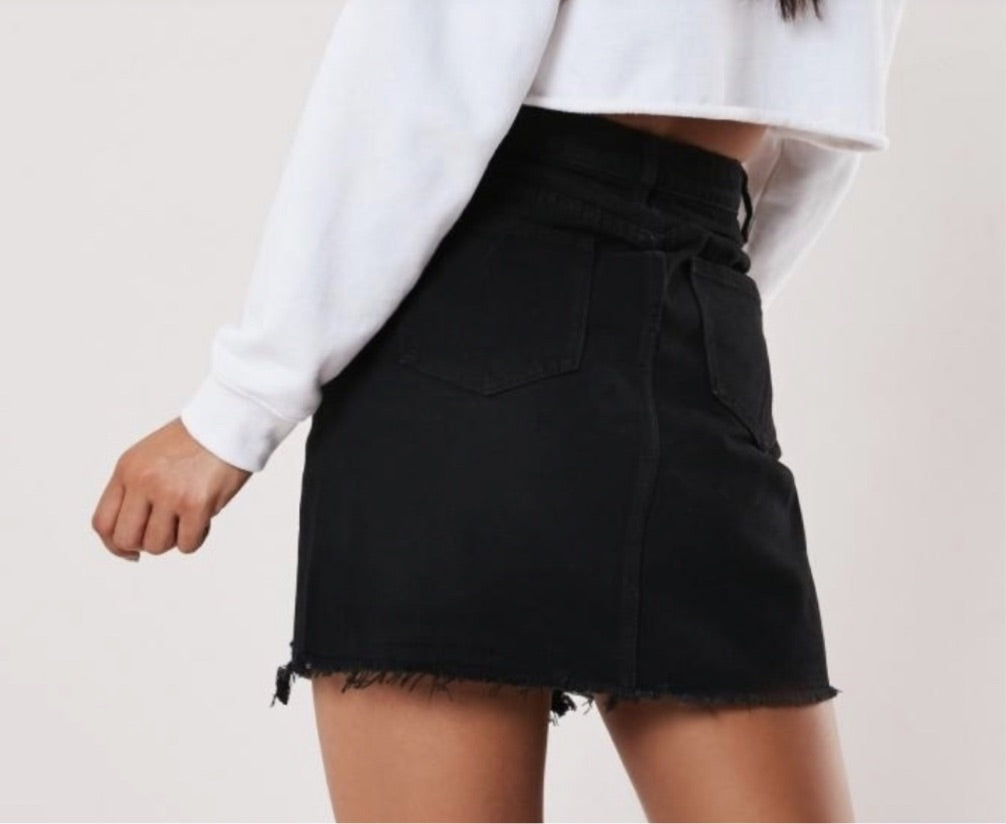 Missguided Ripped Denim Mini Skirt