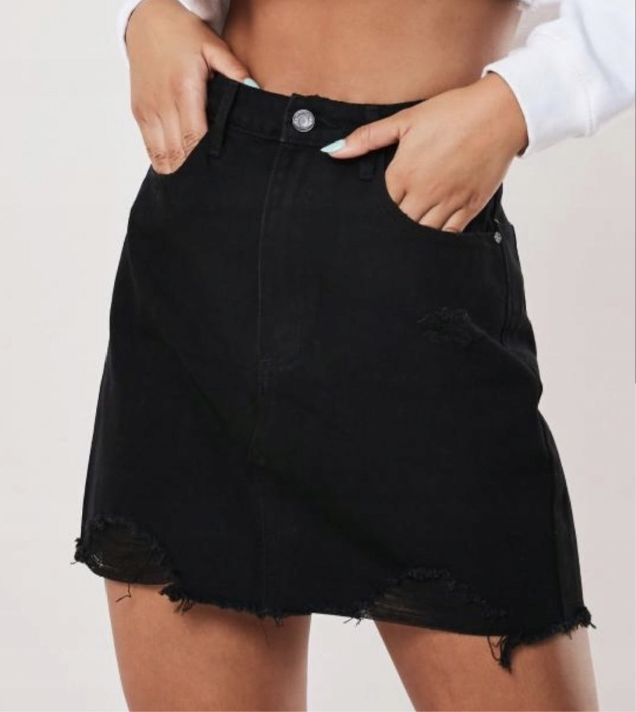 Missguided Ripped Denim Mini Skirt