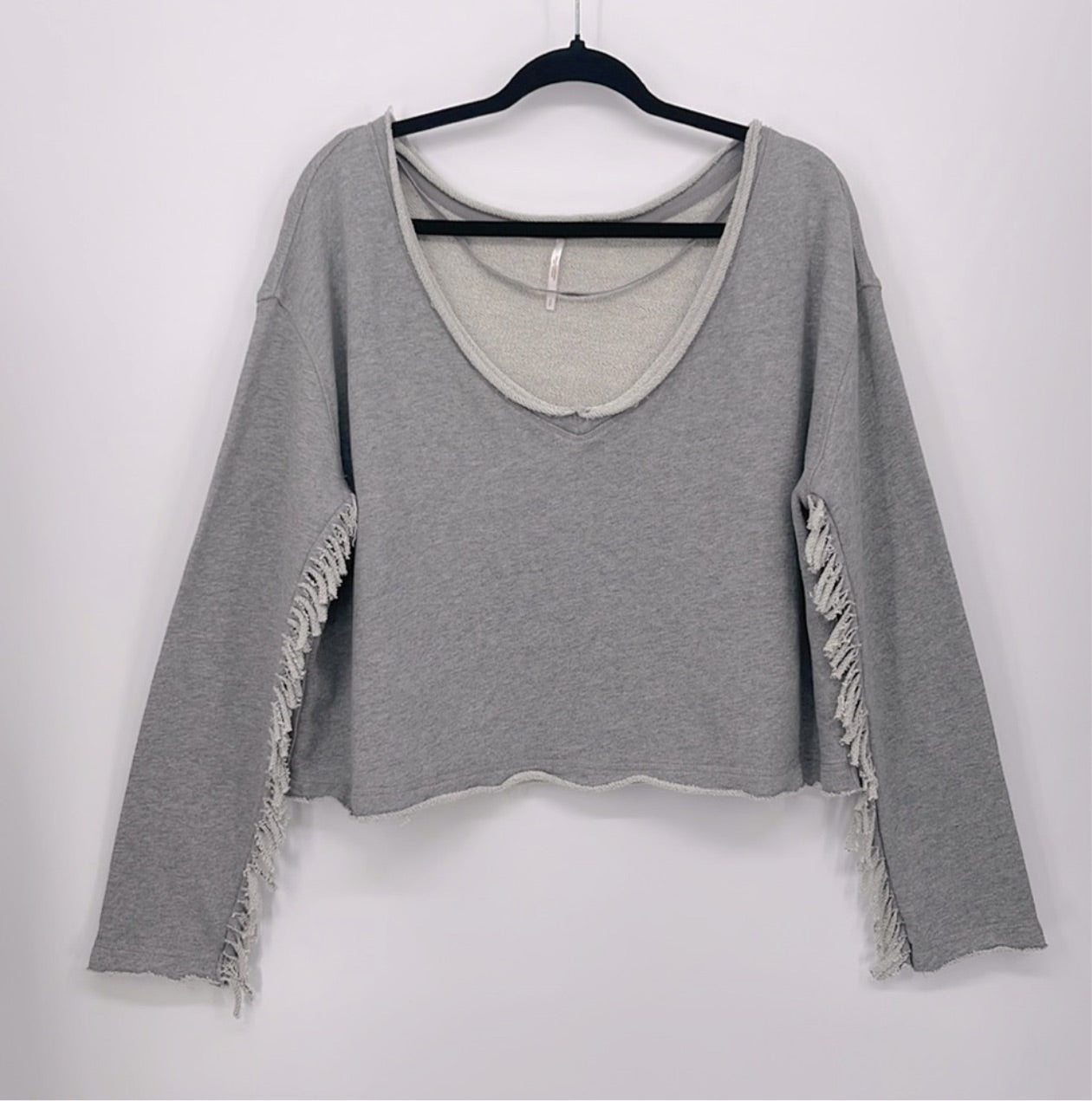 Free People - Sweat-shirt oversize court à franges