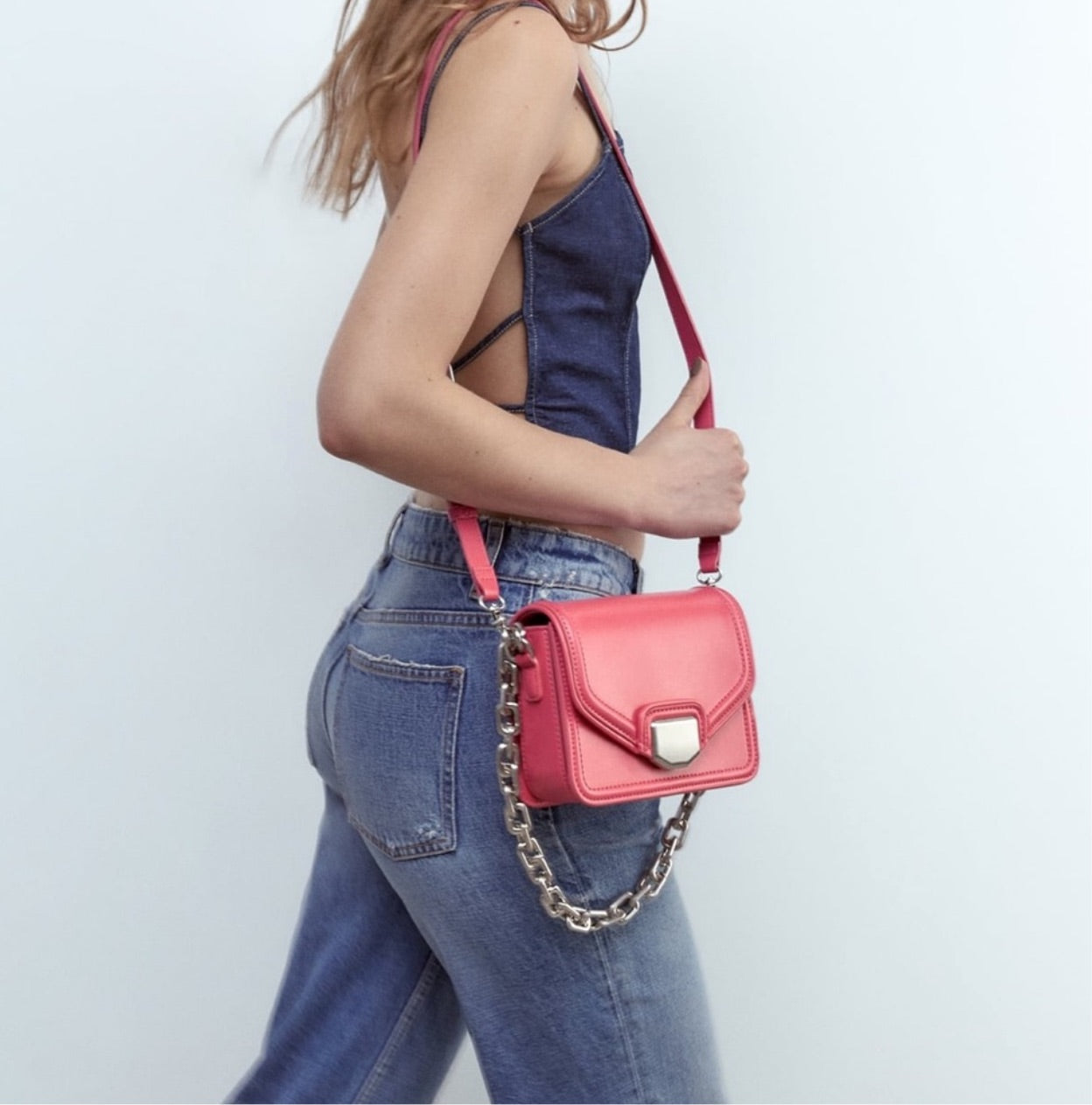 Sac bandoulière fuchsia Zara