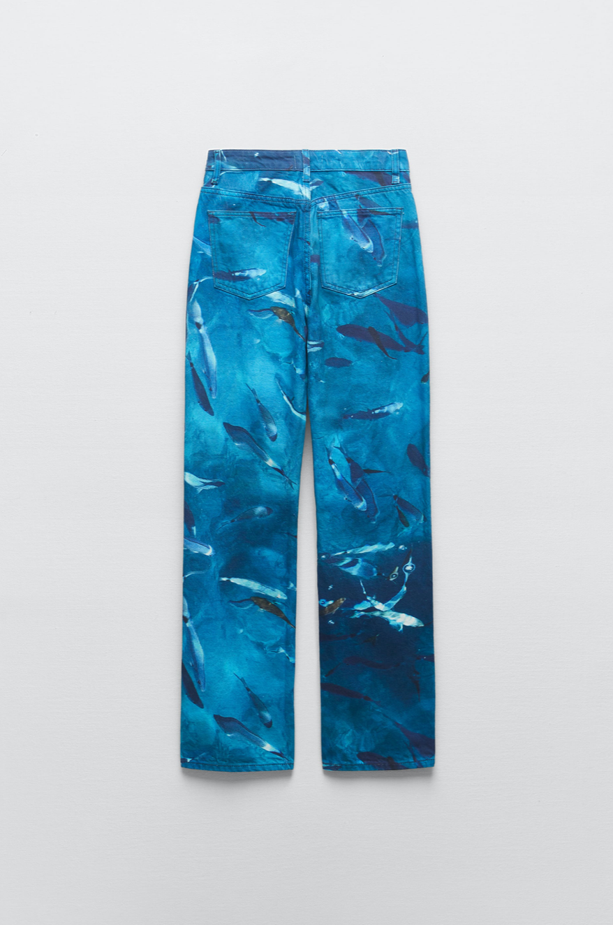 Zara Printed Straight Leg Jean