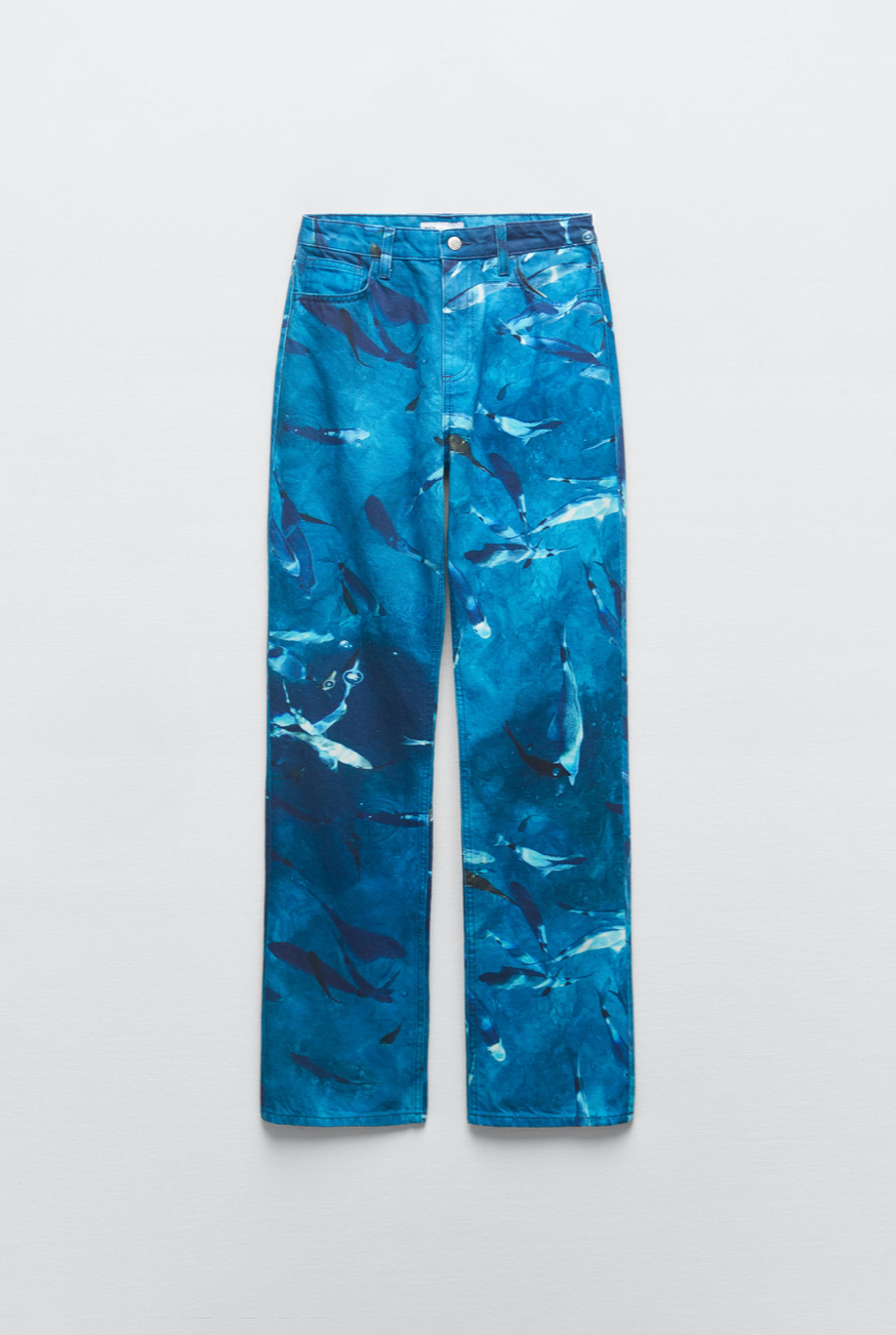 Zara Printed Straight Leg Jean