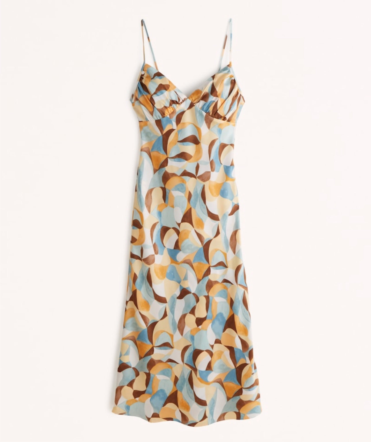 Abercrombie & Fitch Runched Satin Slip Midi Dress