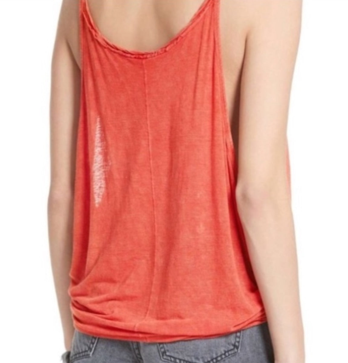 Free People Linen Sand Dollar Orange Tank Top