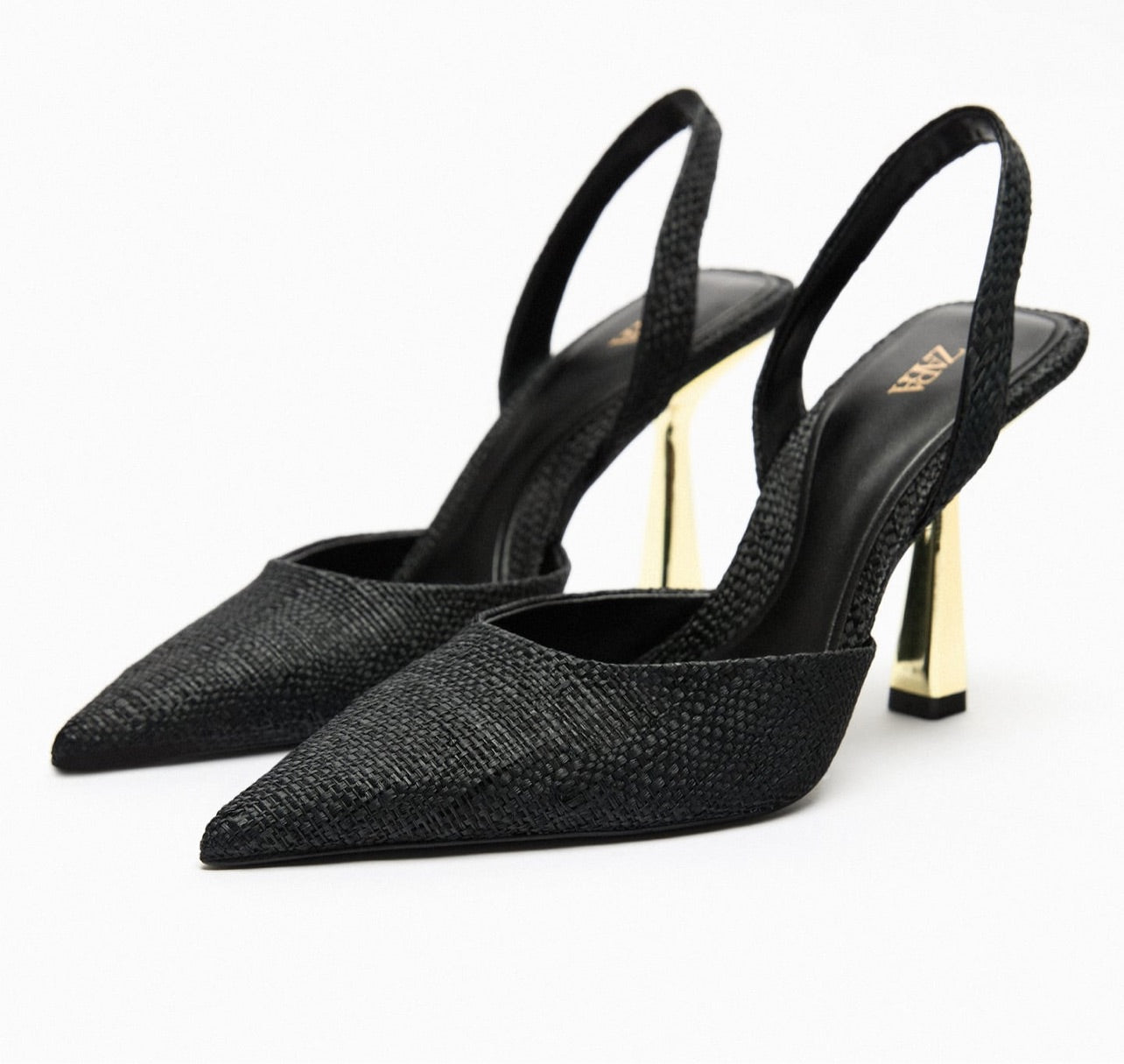 Zara Raffia High Heel Slingbacks