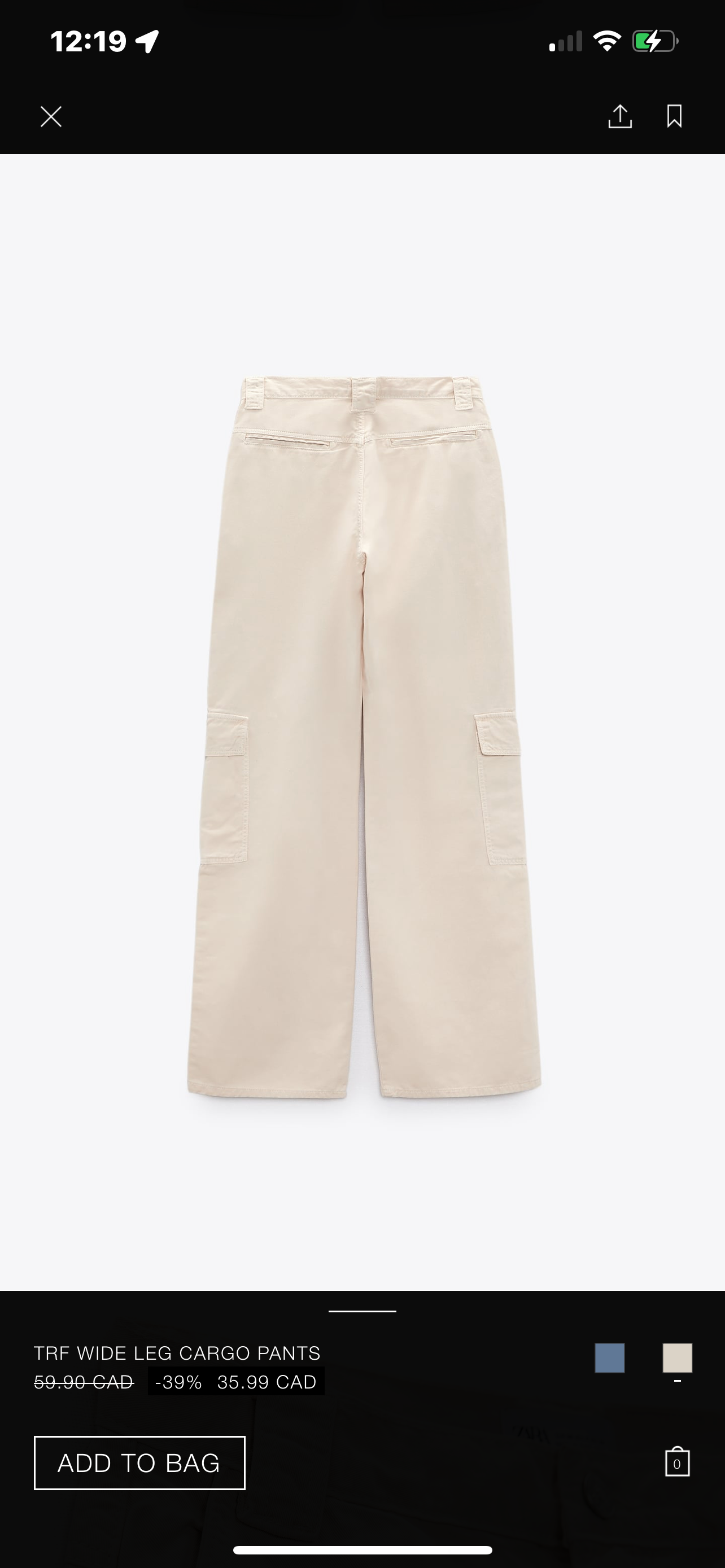 Zara TRF Wide Leg Cargo Pants