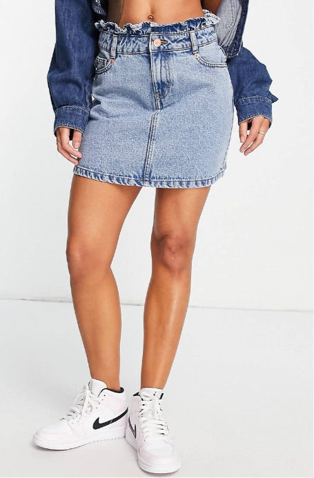 Miss Selfridge Ruffle Top Denim Skirt