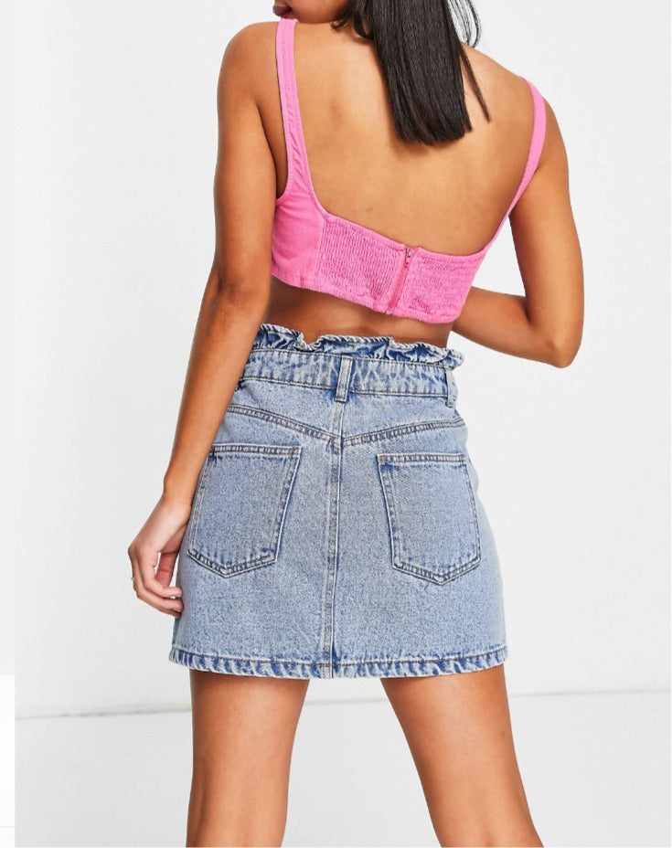 Miss Selfridge Ruffle Top Denim Skirt